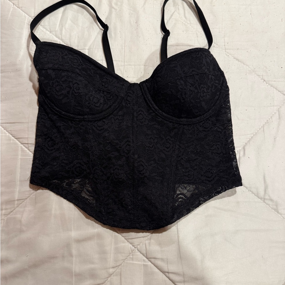 Black Lace Bustier Top